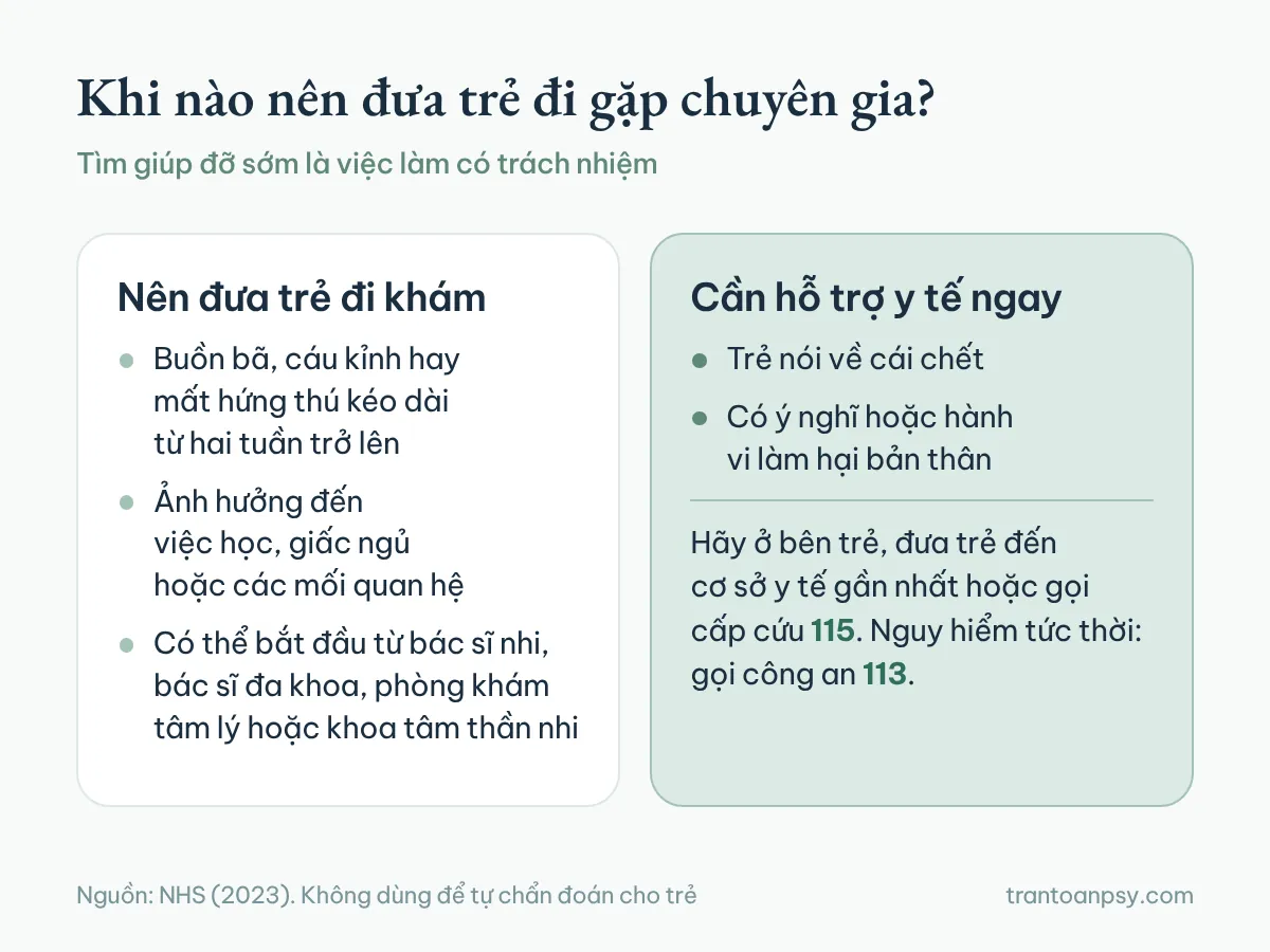 Khi nào nên đưa trẻ đi khám và khi nào cần hỗ trợ y tế ngay, kèm số cấp cứu 115 và công an 113